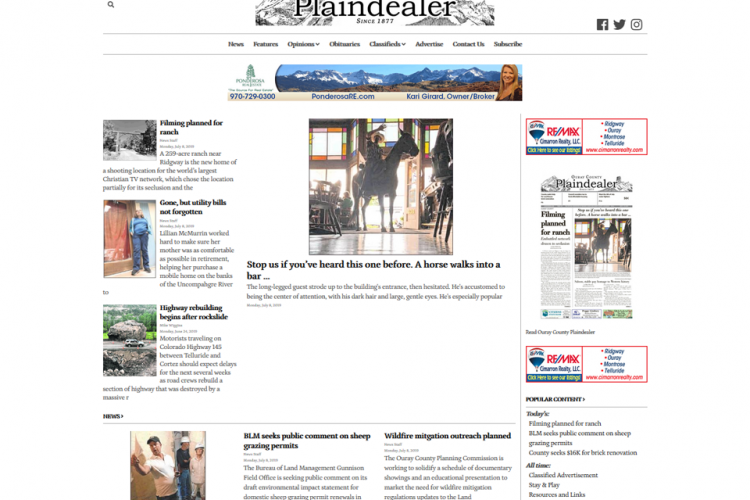Ouray County Plaindealer website